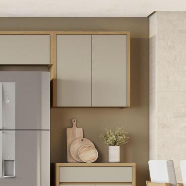 Imagem de Armário Aéreo 2 Porta 100% Mdf 80cm Condessa Carvalho/greige Nesher Móveis