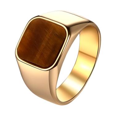 Imagem de OIDEA Anel masculino de olho de tigre: Anéis de sinete de pedra preciosa quadrada clássica para homens coquetel festa motociclista aliança de casamento joias presentes, Aço inoxidável, Sem pedra
