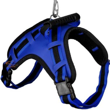 Imagem de Coleira Peitoral Cachorro Conjunto De Guia + Coleira Tipo Peitoral Para Pet Pequeno Médio e Grande(Azul,G)