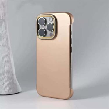 Imagem de Capa magnética ultrafina Desert Gold para iPhone 13, 14, 15, 16 Pro Max Plus com carregamento sem fio e sem moldura, capa rígida de PC, Desert Gold, para iPhone 14 Pro