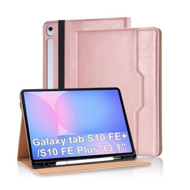Imagem de Varohix Capa para Samsung Galaxy S10 Fe Plus 33.3 cm com suporte para caneta S, couro PU com alça de mão, capa flip folio para Galaxy S10 FE+ com bolsos hibernar/despertar automático para homens e