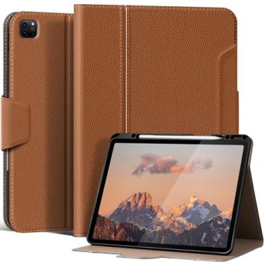 Imagem de XFYKJIN Capa para iPad Pro de 12,9 polegadas 6/5/4/3ª geração 2022/2021/2020/2018, capa fólio de couro inteligente com fivela com suporte para Apple Pencil integrado e despertar/hibernar automático e