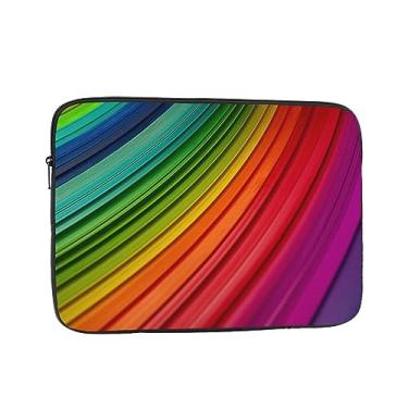 Imagem de Capa para laptop listrada colorida arco-íris bolsa para laptop à prova de choque capa protetora para notebook capa para laptop 17 polegadas