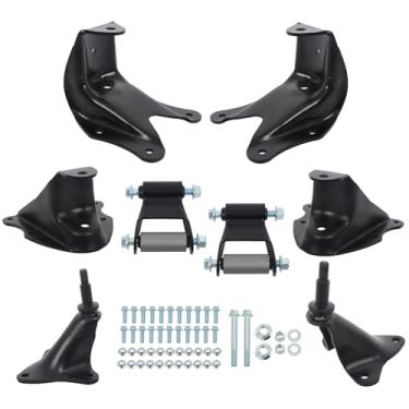 Imagem de labwork Kit de suspensão de manilha traseira de mola de folha traseira Suporte de suspensão dianteira e substituição de suporte de amortecedor traseiro para Ford F150 1980-1996 Ford F250 1980-1984