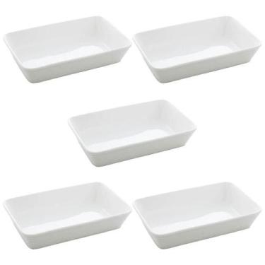 Imagem de Conjunto 5 Assadeiras Travessas de Porcelana Branca 26x17cm Restaurant