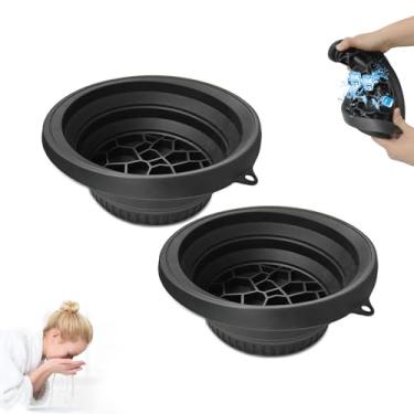 Imagem de Xanadued Tigela facial para gelo - Tigela de banho facial dobrável de silicone portátil (preta, 2)