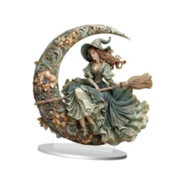 Imagem de Nishiyuenyi Coleção Fairyland 2D, lembrancinhas para festa, arte de fantasia, presente, segurando uma vassoura, fada com estátua da lua para estante de livros em