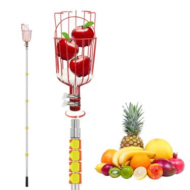 Imagem de SAN LIKE Mastro de colhedor de frutas com cesta de 3 m, ajustável, mais leve, ferramenta para pegar frutas com haste de extensão para maçã, abacate, limão, pêssego, pera, manga e outras colheitadeiras