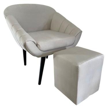 Imagem de Kit Poltrona Giovana Puff Quadrado e Almofadas em Sued Premium - Sua C