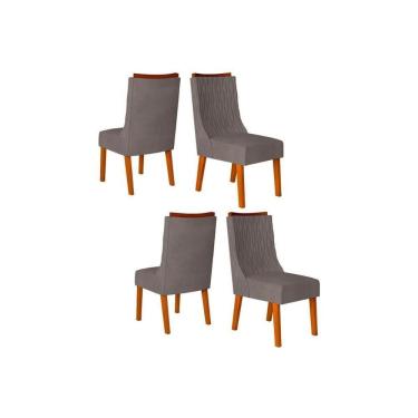 Imagem de Cadeira Sala De Jantar Jade Kit 4 Un Freijó/Veludo Lunar - Dj Móveis