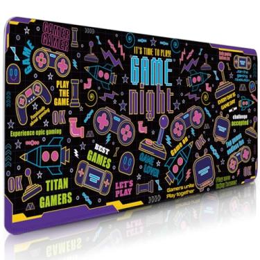 Imagem de Mouse pads para jogos, teclado de computador gamer mousepad base antiderrapante borda costurada, acessórios de mesa de jogos para meninos, tapete de mesa grande para mesa superior para teclado e mouse