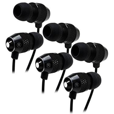 Imagem de Bastex Universal Fone de ouvido/fones de ouvido (3 peças), plugue de 3,5 mm, fones de ouvido estéreo de baixo intra-auriculares, cabo livre de embaraços, com fones de ouvido de microfone integrados para iPhone, iPod, iPad, Samsung, Android, Mp3, Mp4 e mais, Preto