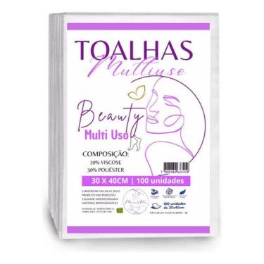 Imagem de Toalha Descartável Multiuso 30cm X40cm Branca Beleza e Cuidados 100 Un