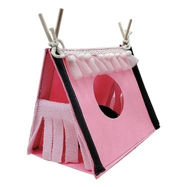 Imagem de Pssopp Hamster Tunnel House Toy Com Uma área de Descanso Particular, para Hamsters, Coelhos, Ratos, material: Feltro (Rosa)