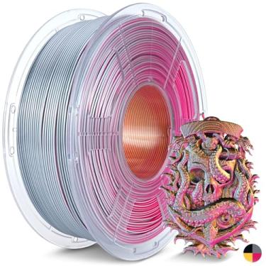 Imagem de JAYO Filamento de impressora 3D Silk PLA, filamento PLA de seda de cor quádrupla 1,75 mm, cor 4 em 1, preto, vermelho, amarelo, cinza, carretel de 1,1 kg, serve para a maioria das impressoras FDM