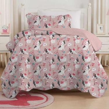 Imagem de Colcha Solteiro Dupla Face Cobre Leito Kids Menina Mix 2 Peças - Cortt