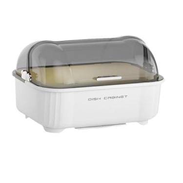 Imagem de ＫＬＫＣＭＳ Escorredor de pratos, bandeja para secar pratos, escorredor com tampa, organizador de pratos para copos, Cinzento/Branco