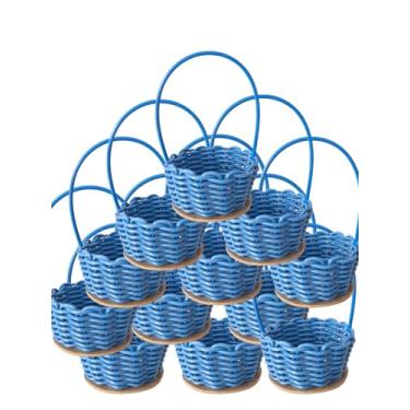 Imagem de Kit com 10 Cestinhas Decorativas de Fibra Sintética, Versátil, Organizador (azul)