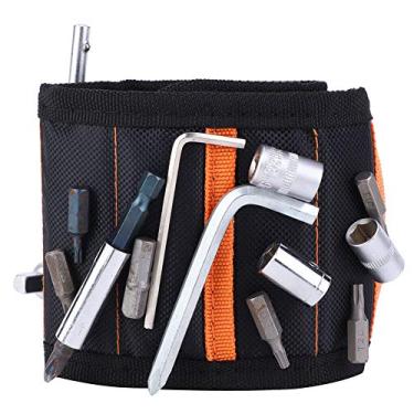 Imagem de 10 bolsa de pulseira magnética, pulseira magnética do cinto de ferramentas para parafusos de retenção parafusos 1680d Bolsa de bolso de pulso eletricista de pano oxford