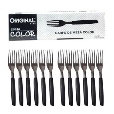 Imagem de Conjunto De Garfos De Mesa ORIGINAL COLOR Com Lâminas Em Aço Inox E Cabos De Polipropileno Preto 12 Peças