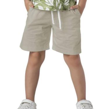 Imagem de Bermuda Infantil Menino Sarja Bege Basic Casual Elástico - Vrasalon, 8