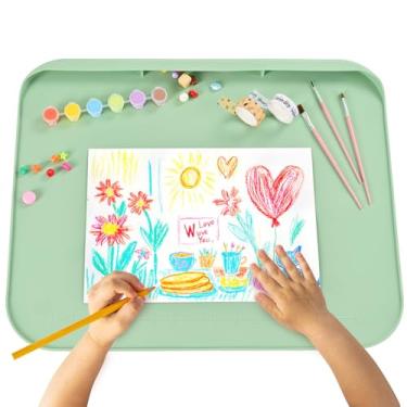 Imagem de Tapete de arte de silicone para artesanato, tapete de pintura de 50 cm x 39,9 cm para crianças com laterais elevadas, superfície antiderrapante para resina, argila, play-doh, criação de joias faça