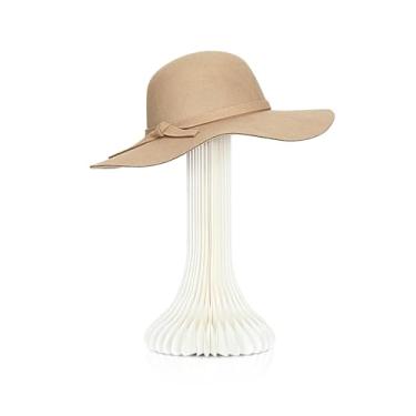 Imagem de Fenyluxe Suporte de chapéu de papel, suporte de exibição dobrável de 45 cm, suporte de chapéu branco estável para boutique doméstica (branco)