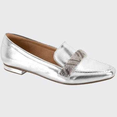 Imagem de Sapato Mocassim Feminino Conforto Strass Prata Vizzano 1351.107.26227-Feminino