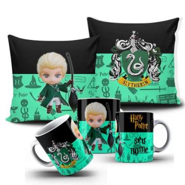 Imagem de Kit almofada e caneca Harry Potter -Draco Malfoy Sonserina Personaliza