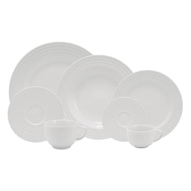 Imagem de Serviço de Jantar, Chá e Café 28 Peças em Porcelana, Modelo Arcos, Redondo com Relevo, Porcelana Schmidt