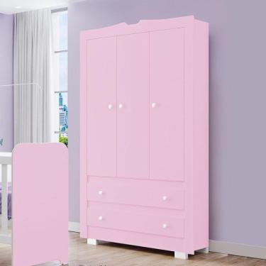 Imagem de Guarda-Roupas Infantil Happy 100% MDF Tuboarte 3 Portas 2 Gavetas, Ros
