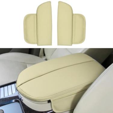 Imagem de DEYTOP Capa de console central para Acura MDX 2007-2013 acessórios capa de apoio de braço de carro para Acura MDX 2011 2012 acessórios protetor de apoio de braço de couro anti-arranhões (bege)