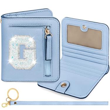 Imagem de YQE Carteira com inicial RFID para meninas pequenas, presentes na moda, aniversário, Natal, meia ideia de presente para adolescentes, filha, neta, sobrinha, 6, 7, 8, 9, 10, 11, 12, 13 anos, Azul, G