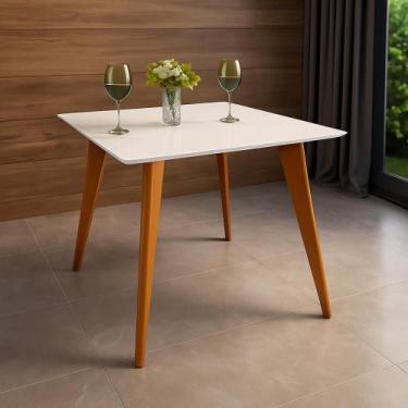 Imagem de Mesa de Jantar Tampo com Vidro Quadrada 90x90cm Slim - Casa Uai