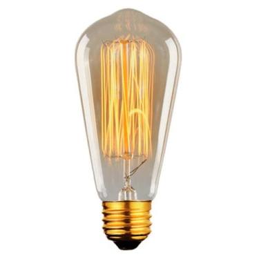 Imagem de Lâmpada Filamento de Carbono Retrô ST64 40w Vintage 2400K Amarelo Âmba