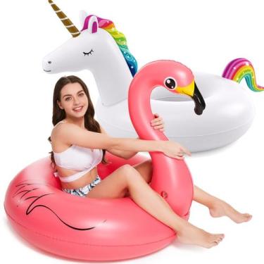 Imagem de Pacote com 2 Unicorn Flamingo infláveis Pool Floats Jasonwell
