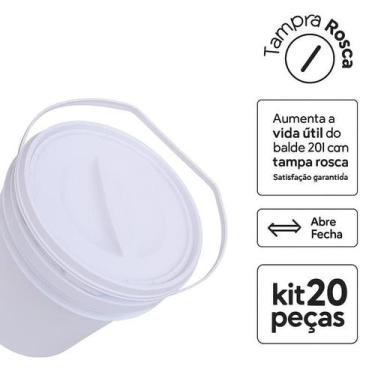 Imagem de Balde Para Químicos 20 Litros Tampa Rosca - Kit 20 Pçs - Nastripack