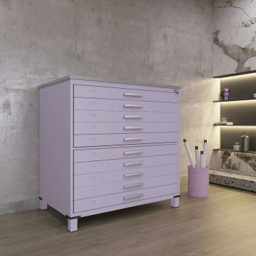 Imagem de Mapoteca 10 Gavetas Map10 120,4cm X 122,3cm Aço Lilas/Cinza