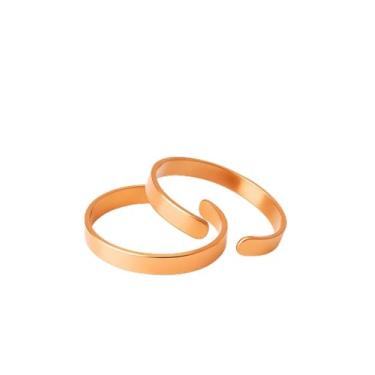 Imagem de Pacote de 2 pulseiras de cobre | Cobre puro ajustável para homens e mulheres Benefícios para a saúde | Serve para qualquer tamanho de pulso forjado à mão por artesãos especializados | Feito de cobre