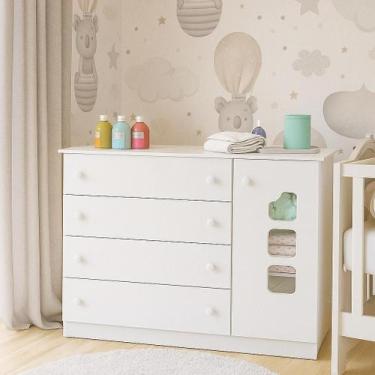 Imagem de Cômoda Sapateira Anya 4 Gavetas 1 Porta MDF Quarto Infantil - Phoenix 