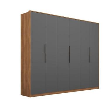 Imagem de Roupeiro de Casal Izabella c/ 6 Portas e 6 Gavetas Amêndola/Grafito - 