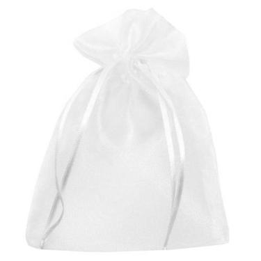 Imagem de Saco de organza branco 17x23 10 unidades - MULTIART