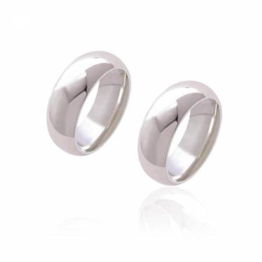 Imagem de Par de Alianças de Namoro Miro Prata Abaulada Polida 8mm 12g - JoiaUni