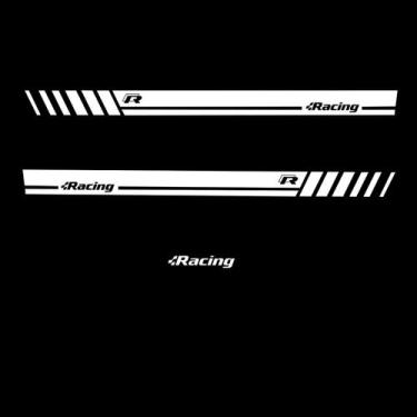 Imagem de Kit 3 Adesivos Faixa Lateral Vw Gol Quadrado Racing - Branco - Jhow Ad