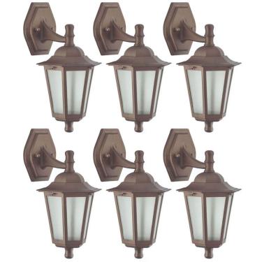 Imagem de Conjunto 6 Arandelas Gregas Marrom Luminária de Parede Hall de Entrada Jardim Dital