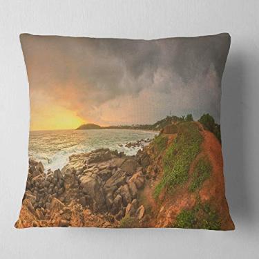Imagem de Design Rocky Romantic Sri Lanka Oversized Beach Throw Living Room, Sofá, Almofada de Alta Qualidade + Capa de Almofada Impressa em ambos os lados 66 cm x 66 cm