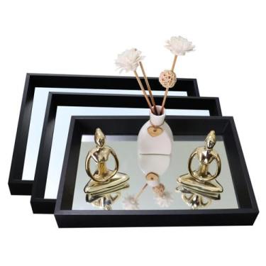Imagem de 3 Bandeja Espelhada para Organizar Maquiagens Joias Perfumes Quarto La