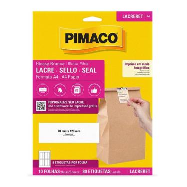 Imagem de Etiqueta lacre glossy A4 LACRERET com 10 folhas Pimaco