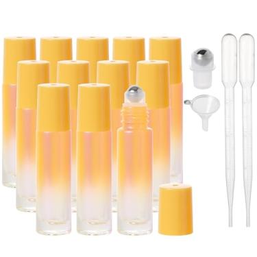 Imagem de SESENSE Frascos de rolo de óleo essencial, frascos de perfume de vidro espesso de 10 ml com abridor de funil e conta-gotas, frascos vazios de vidro colorido com bolas de rolo de aço inoxidável