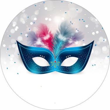 Imagem de Painel de Lona Redondo Máscara Azul Brilho - Fabrika de Festa, 150x150